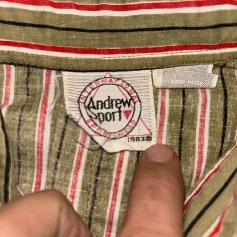 VINTAGE‎ 80s Andrew Sports Multicolor Striped Cotton Buttondown Oxford Shirt (S)